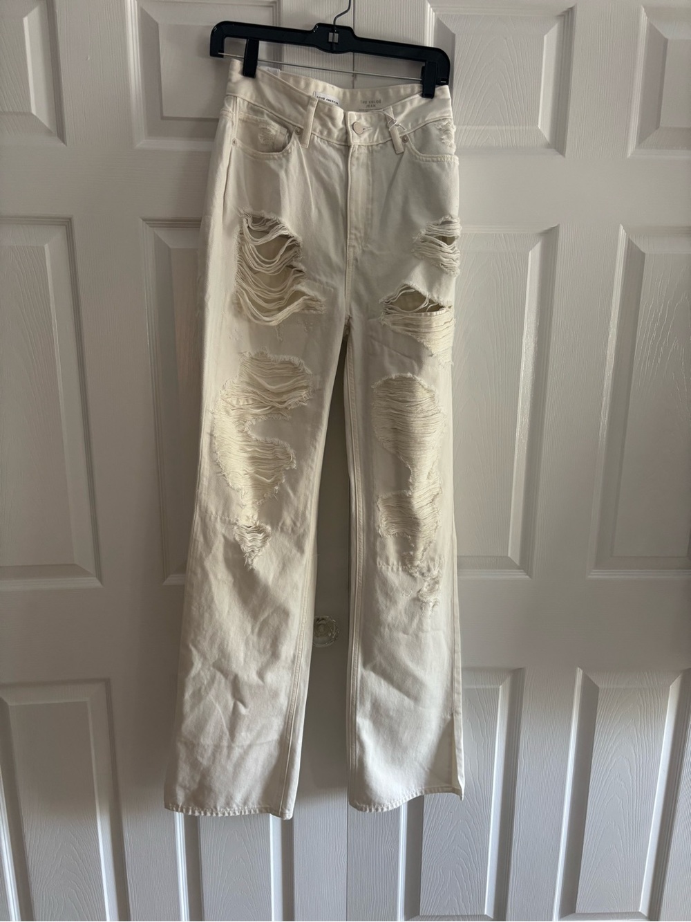 Good American White Distressed Bootcut Jeans